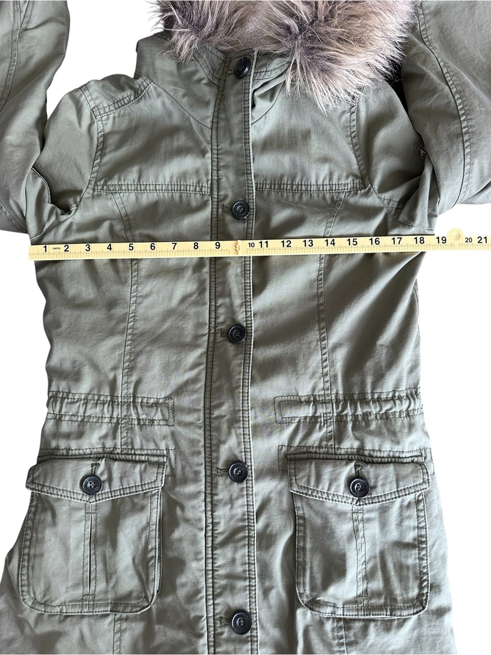 Abercrombie & Fitch Women’s Y2K Sherpa Lined Military Parka Fur Trim Hood Medium - Picture 13 of 16